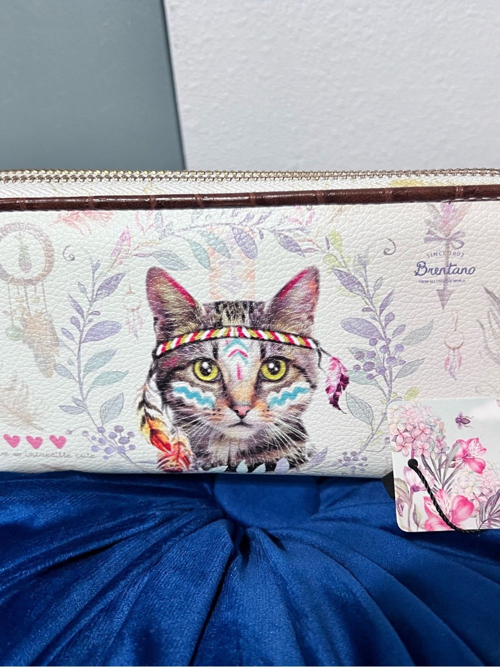 Brentano NA Cat Double Zip Wallet Wristlet